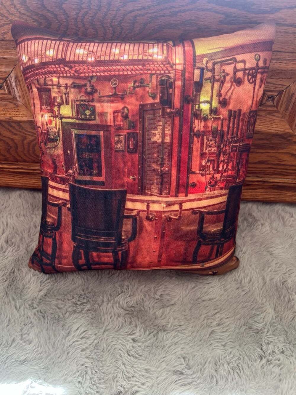 Pixels Steampunk Bar Architecture Art Throw Pillow